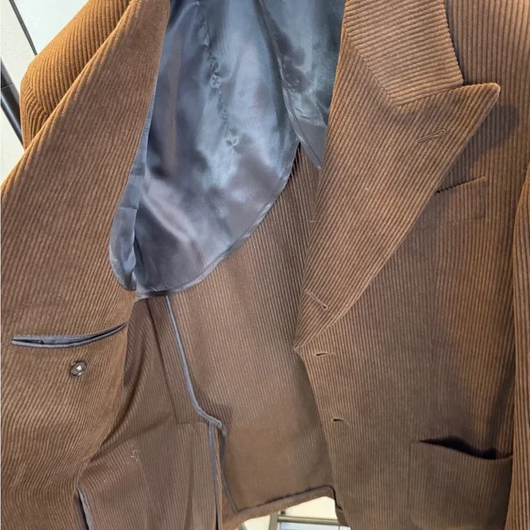 Brown Corduroy Custom Made Men's Suit w/ Pants - Picture 7 of 10